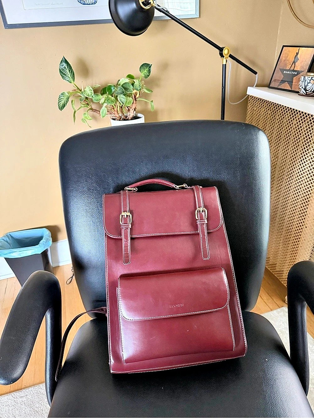 Laptop Backpack Leather in Burgundy